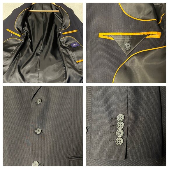 Arrow Men's 2-Piece Pinstripe Suit Navy 36S Classic Fit Jacket & Pants 30 x 30 - Picture 6 of 16